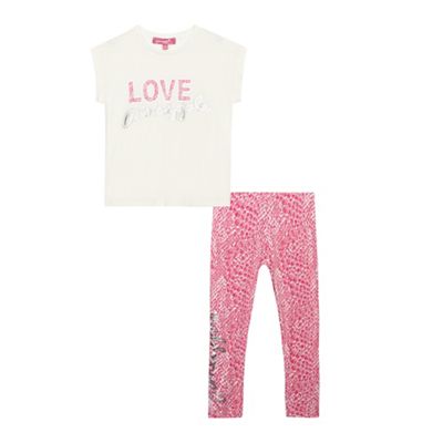 Pineapple Girls' pink 'Love' print pyjama set